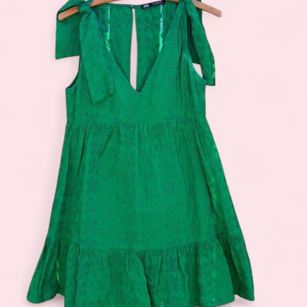 Zara green tiered mini dress
